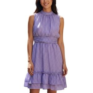Trendyol Purple & White Cottage Core Sleeveless Dress, Open Back Size EU 38/US …